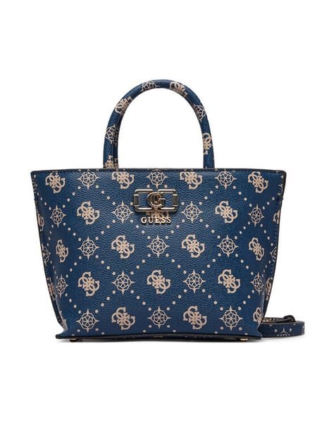 Guess Torebka Emelie Logo Mini HWGP99 28750 Granatowy. Niebieskie torebki klasyczne damskie Guess, z aplikacjami, ze skóry, bez dodatków. Za 659.99 zł.