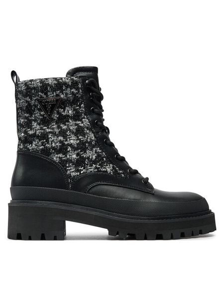 Guess Trapery Badany FLFBDN ELE10 Czarny. Czarne trapery damskie Guess, ze skóry, bez obcasa. Za 409.99 zł.