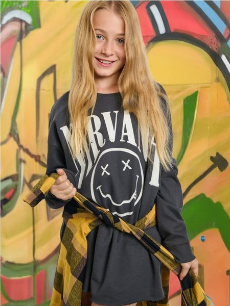 Sukienka Nirvana - szary. Szare sukienki dziewczęce Sinsay, bez wzorów, bez ramiączek, długie. Za 27.99 zł.