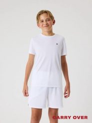 Bjorn_borg ACE LIGHT T-SHIRT z recyklingowanego poliestru BRILLIANT WHITE. Białe t-shirty damskie Björn Borg, bez wzorów, bez kołnierzyka. Za 194.00 zł.