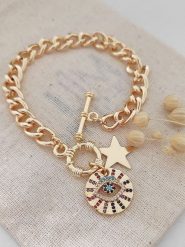 Atelier MIU Pozłacana bransoletka z elementami ozdobnymi rozmiar: onesize. Żółte bransoletki damskie atelier MIU, pozłacane. Za 34.99 zł.