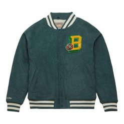Kurtka Boston Celtics Collegiate Varsity. Zielone kurtki męskie Mitchell & Ness, s, bez wzorów, z bawełny, bez kaptura. Za 932.00 zł.