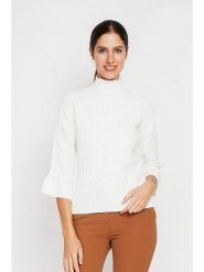 ASSUILI Sweter w kolorze białym rozmiar: 36. Białe golfy damskie Assuili, bez wzorów, ze splotem, bez ramiączek. Za 113.10 zł.
