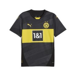Męska koszulka wyjazdowa Borussia Dortmund 24/25 PUMA Black Faster Yellow. Czarne t-shirty sportowe męskie Puma, m, z poliesteru, bez ramiączek, do piłki nożnej. W wyprzedaży za 294.00 zł.