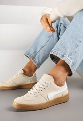 Beżowe Casualowe Sneakersy Typu Kultowe Tenisówki Ablerri. Brązowe trampki i tenisówki damskie Renee, bez wzorów. Za 79.99 zł.