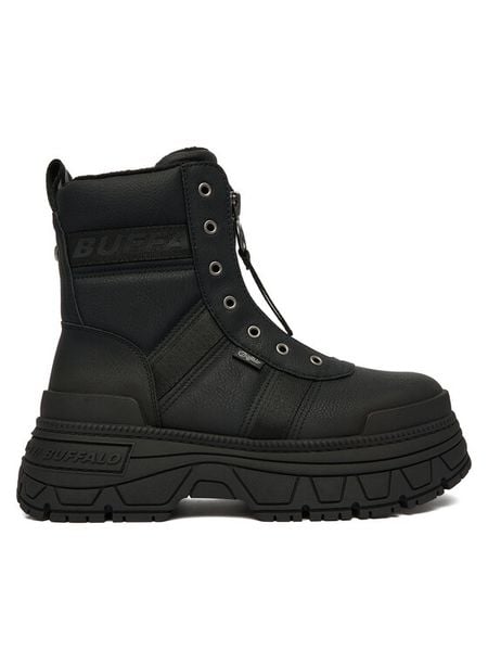 Buffalo Trzewiki Fusion Front Zip 1270130 Czarny. Czarne botki damskie Buffalo, ze skóry, bez obcasa, na koturnie, bez zapięcia. Za 569.99 zł.