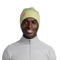 Czapka zimowa Buff Crossknit Beanie - sheen yellow. Żółte czapki męskie Buff, na zimę, bez wzorów, z dzianiny, wizytowe. Za 157.35 zł.