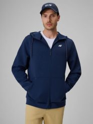 4F Bluza dresowa regular z kapturem męska - granatowa XXL. Niebieskie bluzy z kapturem męskie 4f, m, z bawełny. Za 199.99 zł.
