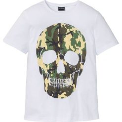 T-shirt Slim Fit bonprix biały. Białe t-shirty męskie bonprix, l, bez wzorów, bez kołnierzyka. Za 44.99 zł.