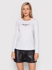 Pepe Jeans Bluzka New Virginia PL505203 Biały Slim Fit. Białe bluzki damskie Pepe Jeans, l, bez wzorów, z bawełny, bez ramiączek. Za 99.99 zł.