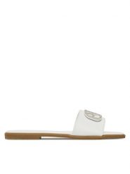 DeeZee Klapki Q877-44 Biały. Białe klapki damskie DeeZee, bez wzorów, z materiału, bez obcasa. Za 119.99 zł.