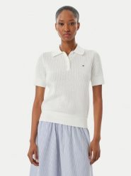 Tommy Hilfiger Sweter WW0WW49362 Biały Slim Fit. Białe swetry klasyczne damskie Tommy Hilfiger, m, z bawełny, bez kołnierzyka. Za 649.99 zł.