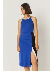 SKFK Spódnica "Baiza" w kolorze niebieskim rozmiar: 40. Niebieskie spódniczki damskie SKFK, bez wzorów, z bawełny, z podwyższonym stanem, midi, proste. Za 152.99 zł.