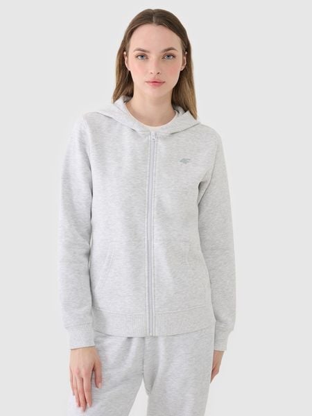 4F Bluza dresowa rozpinana z kapturem damska - szara XS. Szare bluzy sportowe damskie 4f, xs, z bawełny. W wyprzedaży za 119.99 zł.