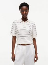 Tommy Hilfiger koszulka polo z dzianiny Kobiety Bawełna biały|wielokolorowy, M. Białe bluzki sportowe damskie Tommy Hilfiger, m, z bawełny, bez kołnierzyka, bez ramiączek. Za 409.95 zł.