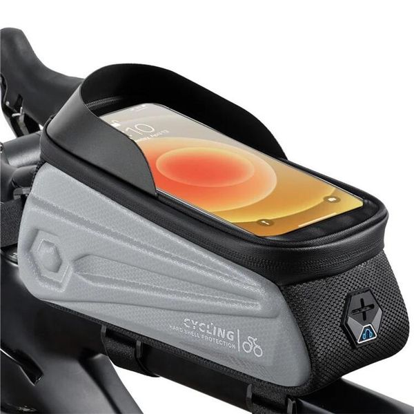 Wodoodporna torba rowerowa na telefon z ekranem dotykowym 7,0 cala - Szara. Szare torebki klasyczne damskie WEST BIKING, bez wzorów, z materiału, duże, bez dodatków. Za 121.44 zł.