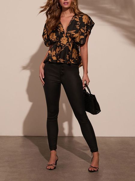 Milan Kiss Bluzka w kolorze czarno-jasnobrązowym rozmiar: L. Brązowe bluzki damskie Milan Kiss, l, bez wzorów, bez kołnierzyka, bez ramiączek. Za 118.56 zł.