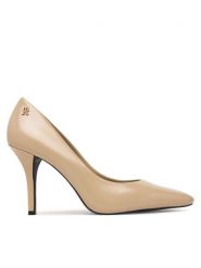Tommy Hilfiger Szpilki High Heel Court Leather Shoe FW0FW09527 Beżowy. Brązowe szpilki Tommy Hilfiger, bez wzorów, bez obcasa. Za 529.99 zł.