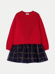 Mayoral Komplet sweter i sukienka 4912 Czerwony Regular Fit. Czerwone sukienki dziewczęce Mayoral, bez wzorów, z wiskozy, bez kołnierzyka. Za 119.99 zł.