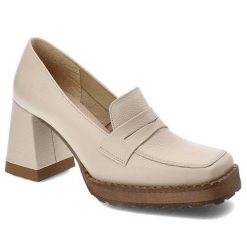 Beżowe Półbuty Armodo Eleganckie Obuwie Damskie Na Słupku. Brązowe półbuty damskie Armodo, z aplikacjami, ze skóry, eleganckie, bez obcasa, na obcasie. Za 449.00 zł.