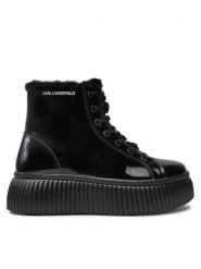 KARL LAGERFELD Botki KL42334botki Czarny. Czarne botki damskie Karl Lagerfeld, z lakierowanej skóry, bez obcasa, na płaskiej podeszwie, bez zapięcia. Za 839.99 zł.