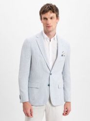 Nils Sundström Kurtka z zawartością lnu - Marcello Mężczyźni Modern Fit niebieski|biały, 60. Białe kurtki męskie Nils Sundström, m, bez wzorów, eleganckie, bez kaptura. Za 399.95 zł.