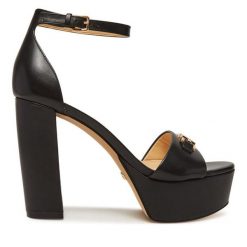 Sandały Guess. Czarne sandały damskie Guess, z aplikacjami, bez obcasa, na słupku. Za 469.99 zł.