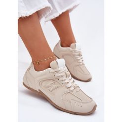 Buty Sportowe Damskie Z Eko Zamszu Beżowe beżowy. Brązowe buty sportowe na co dzień damskie bez wzorów. Za 81.18 zł.