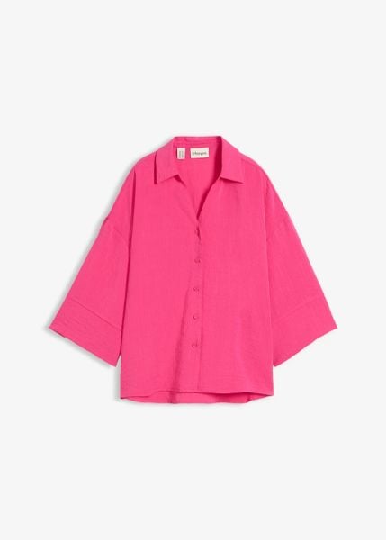 Bluzka oversize z mieszanki wiskozy. Białe bluzki damskie bonprix, bez wzorów, z wiskozy, bez kołnierzyka, bez ramiączek. Za 124.99 zł.