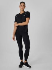 4F Legginsy do biegania szybkoschnące damskie - czarne XS. Czarne legginsy damskie 4f, l, bez wzorów, z materiału. Za 169.99 zł.