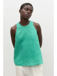 Ecoalf Lniany top w kolorze zielonym rozmiar: XS. Zielone topy damskie Ecoalf, xs, bez wzorów, ze lnu, bez kołnierzyka. Za 52.67 zł.