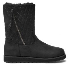 Botki Skechers. Czarne botki damskie Skechers, bez obcasa, na płaskiej podeszwie, bez zapięcia. Za 319.99 zł.