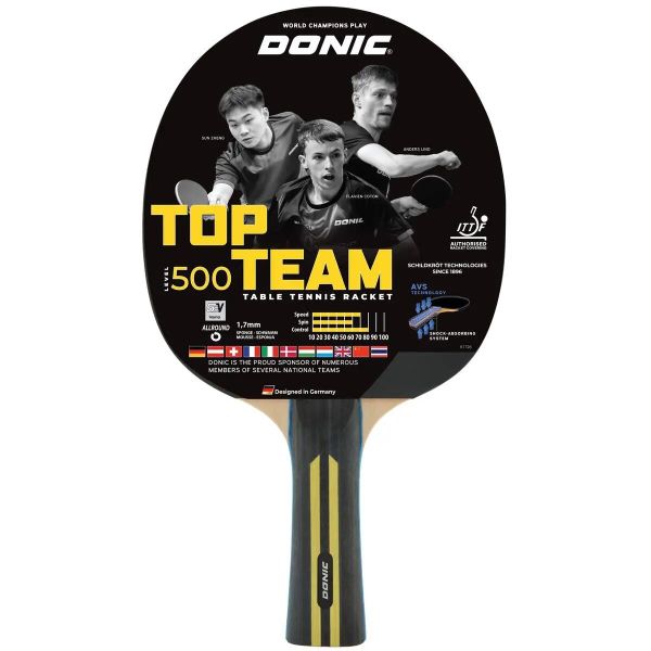 Rakietka Do Tenisa Stołowego Donic Top Team 500. Czarne topy sportowe damskie DONIC, l, bez wzorów, bez ramiączek. Za 41.98 zł.