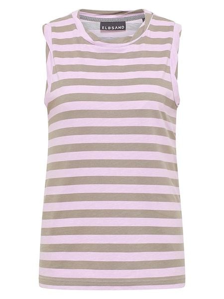 ELBSAND Top "Meevis" w kolorze jasnoróżowo-szarobrązowym rozmiar: S. Brązowe topy damskie ELBSAND, s, bez wzorów, z bawełny, bez kołnierzyka. Za 100.28 zł.