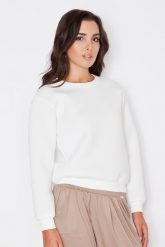 Ecru Bluza Damska z Okrągłym Dekoltem. Brązowe bluzy bez kaptura damskie Katrus, l, z materiału. Za 169.00 zł.
