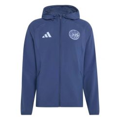 Kurtka dresowa Ajax Amsterdam 2026/27. Niebieskie kurtki męskie Adidas, xl, bez wzorów, z dresówki, na fitness i siłownię. Za 386.50 zł.