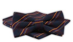 Mucha Męska z Poszetką - Alties - Granat, Duża Krata. Niebieskie krawaty i muchy męskie Alties, bez wzorów, eleganckie. Za 54.00 zł.