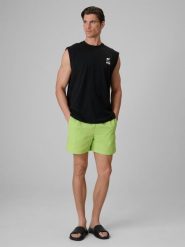 Spodenki plażowe boardshorty z filtrem UPF50+ męskie 4F 4FRSS26UBDSM258. Zielone szorty męskie 4f, bez wzorów, z materiału, sportowe. Za 103.99 zł.