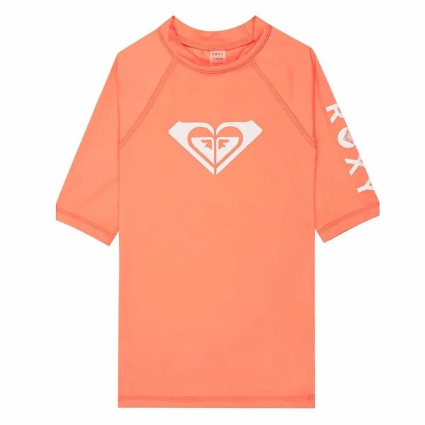 Dziewczęca koszulka z filtrem UV WHOLE HEARTED z krótkim rękawem. Brązowe koszulki dziewczęce Roxy, s, bez wzorów, z materiału, bez ramiączek. Za 122.93 zł.