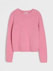 Sweter z domieszką wełny - różowy. Czerwone swetry klasyczne damskie Sinsay, l, z wełny, bez kołnierzyka. Za 39.99 zł.