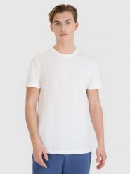 4F T-shirt regular z nadrukiem męski - biały XL. Białe t-shirty męskie 4f, m, bez wzorów, z bawełny, bez kołnierzyka. W wyprzedaży za 39.99 zł.