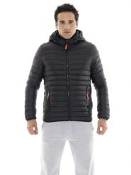 Kurtka puchowa z nylon z kaptur na co dzień. Czarne kurtki treningowe męskie LEONE 1947 APPAREL, xl, bez wzorów, z nylonu, na fitness i siłownię. Za 589.40 zł.
