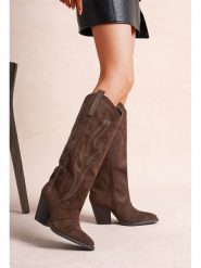 Foreverfolie Kozaki w kolorze brązowym rozmiar: 39. Brązowe kozaki damskie Foreverfolie, bez obcasa. Za 152.99 zł.