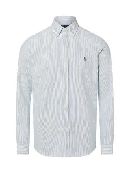 Polo Ralph Lauren Męska koszula casualowa - Custom Fit Mężczyźni Modern Fit Bawełna niebieski|biały w paski, M. Białe koszule męskie Polo Ralph Lauren, m, bez wzorów, z bawełny, bez kołnierzyka, bez ramiączek. Za 829.95 zł.