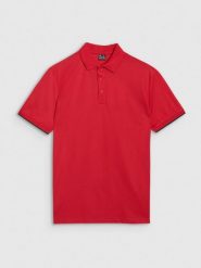 4F Koszulka polo regular męska - czerwona XL. Czerwone koszulki polo męskie 4f, m, bez wzorów, z bawełny, bez ramiączek. W wyprzedaży za 49.99 zł.
