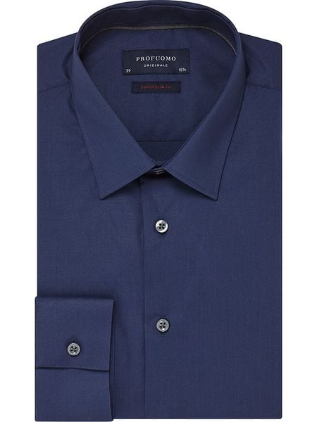 PROFUOMO Koszula - Super Slim fit - w kolorze granatowym rozmiar: 40. Niebieskie koszule męskie PROFUOMO, bez wzorów, z bawełny, bez kołnierzyka, bez ramiączek. Za 139.87 zł.