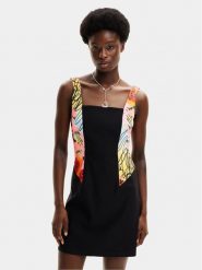 Desigual Sukienka letnia MONSIEUR CHRISTIAN LACROIX Marbella 24SWVW75 Czarny Slim Fit. Czarne sukienki damskie Desigual, na lato, l, bez wzorów, z wiskozy, bez kołnierzyka, bez ramiączek. Za 299.99 zł.