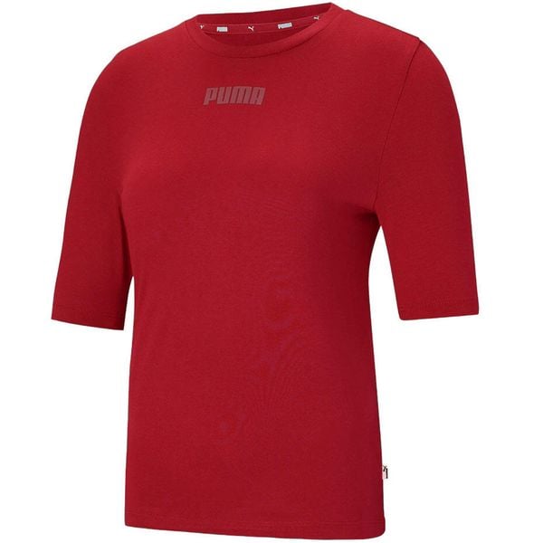Koszulka damska Puma Modern Basics Tee czerwona. Czerwone bluzki sportowe damskie Puma, s, bez wzorów, z bawełny, bez ramiączek. Za 34.99 zł.