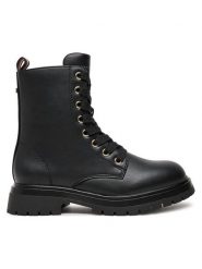 Tommy Hilfiger Trapery Lace-Up Bootie T3A5-33569-1351 M Czarny. Czarne kozaki dziewczęce Tommy Hilfiger, bez wzorów, ze skóry, bez obcasa. Za 449.99 zł.