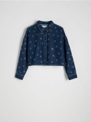 Kurtka jeansowa z aplikacjami - granatowy. Niebieskie kurtki damskie Reserved, l, z aplikacjami, z denimu, bez kaptura. W wyprzedaży za 59.99 zł.